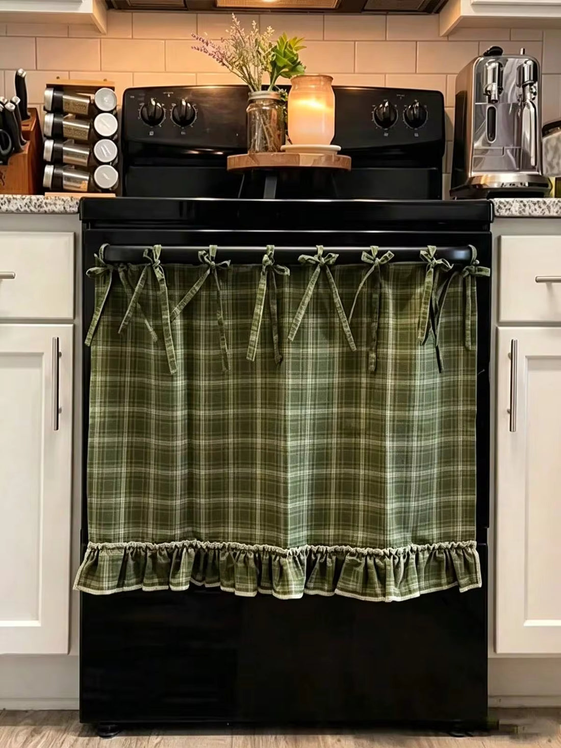 1pc Handmade Oven Door Curtain, Oven Door Curtain, Oven Door Curtain, Rustic Kitchen Decor, Heat Resistant, Easy Installation, Conceals Clutter, Suitable For Oven, Washing Machine And Dishwasher